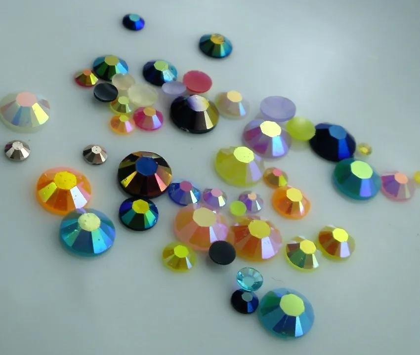 Jelly AB круглые граненые из смолы со стразами 2 3 4 5 6 мм на плоской подошве обувь для