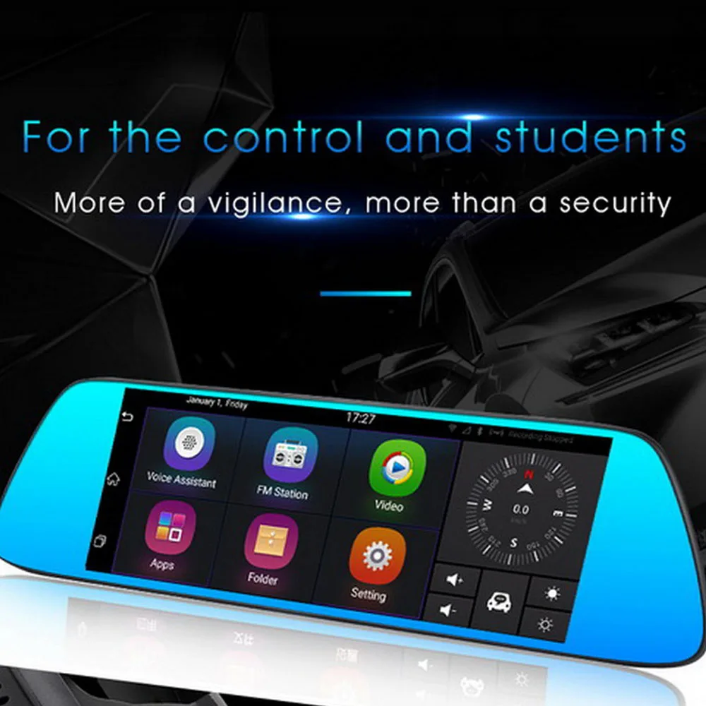 7 &quotс двумя объективами Зеркало заднего вида Android 5.0 Видеорегистраторы для