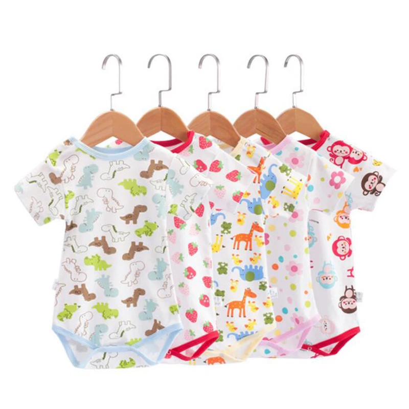 3pcs/lot One Piece Newborn Baby Bodysuits Girls Jumpsuits Cotton Summer Short Toddler Boys Print Clothes | Детская одежда и обувь