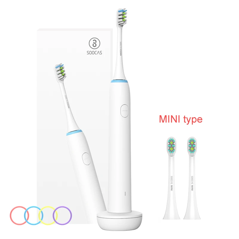 SOOCAS X1 sonic Электрический Зубная щётка для Xiaomi Mijia Soocare взрослых ультразвуковая зубная щетка USB подзаряжаемая зубная щетка с 3 режимами - Color: 2 extra mini heads