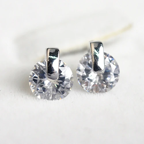 Женские серьги гвоздики с цирконом USTAR серебряного цвета 2015|zircon earrings|earrings for