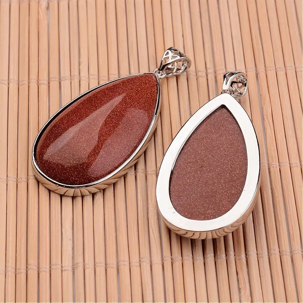 

drop stone big pendants, with Metal tone brass findings, lead free & nickel free, 50x26x9mm, hole: 5x6mm