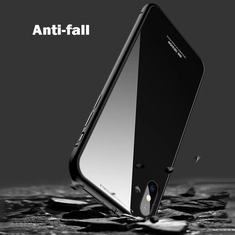 Металлический магнитный чехол для iPhone 8 7 6 6S Plus чехлы из закаленного стекла с