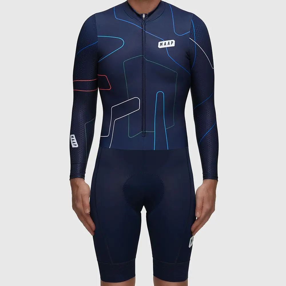 Stock Pro Mens Cycling Sets Long Sleeve Jumpsuit  High Quality Ropa Ciclismo Maillot MTB Jersey Bike Clothing Triathlon Suit