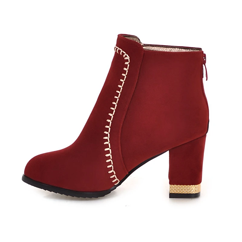 ENMAYER Woman Ankle Boots Casual Shoes Suede Footwear Square Toe Autumn Winter High Quality Fashion CR474 | Обувь