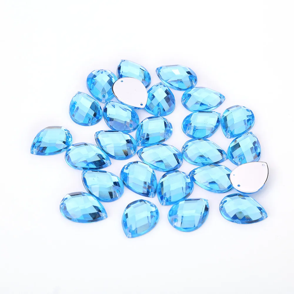 Sky Blue Tpsmc 8*13 мм/10*14 мм/13*18 мм/18*25 мм Пришивные разноцветные акриловые стразы в форме капли воды с плоской задней поверхностью, хрустальные бусины для платья своими руками - Цвет: Sky Blue