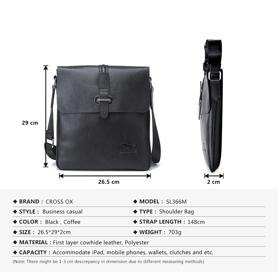CROSS OX 2016 Лето Новое Прибытие Натуральной Кожи мужская Сумка Сумки На Ремне Для