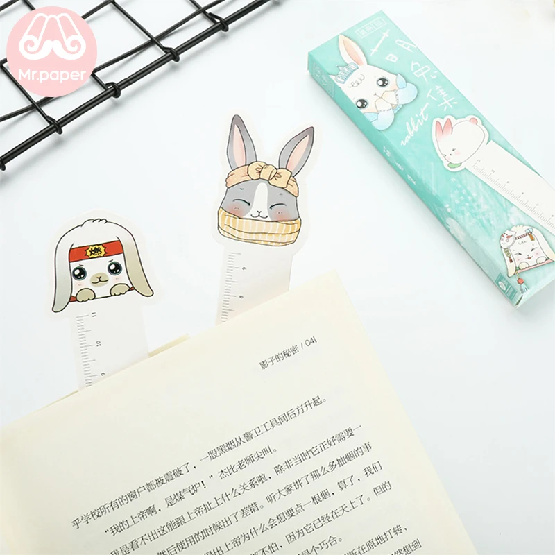 Г-н Бумага 30 шт./кор. Kawaii линейка с кроликом нерегулярные закладки для Новинка для чтения книг, создатель страница инструмент для написания Бумага закладки правителя