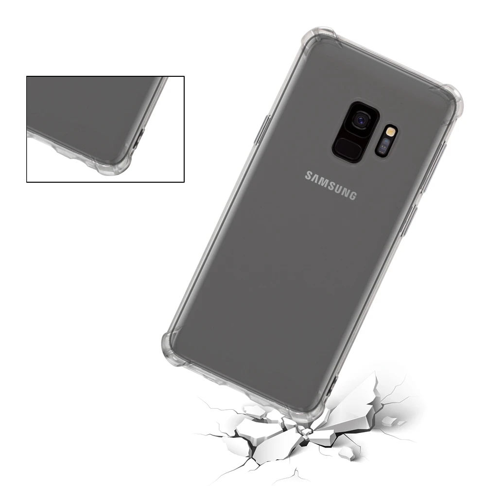 High quality transparent reinforced Anti-falling Soft Silicone phone case For Samsung Galaxy S9 coque funda etui cover cases |