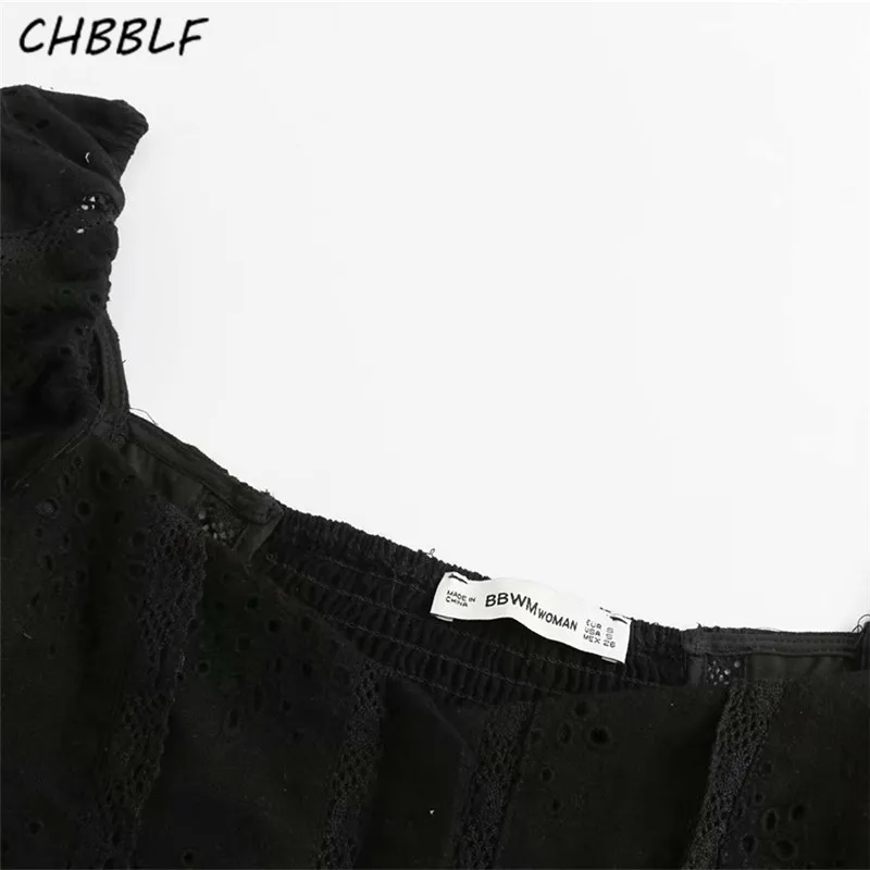 CHBBLF женская блузка с вышивкой квадратный воротник пышные рукава топы шикарные