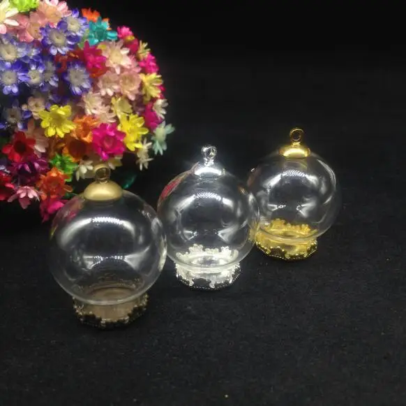 3pcs 25*15mm open mouth glass vial bubble dome 15mm flower tray DIY vials pendant wishing bottle jars necklace | Дом и сад