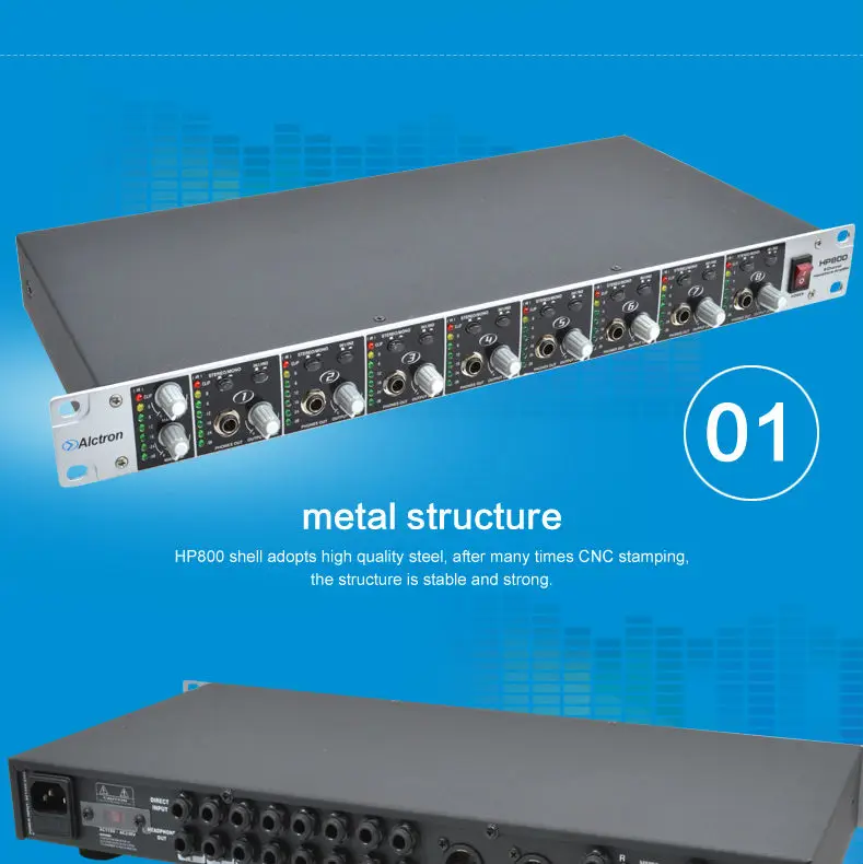 Alctron HP800 8-канальный усилитель для наушников многофункциональный предусилитель для наушников, мульти-люди для контроля уровня сахара в крови с раздельной регулировки громкости
