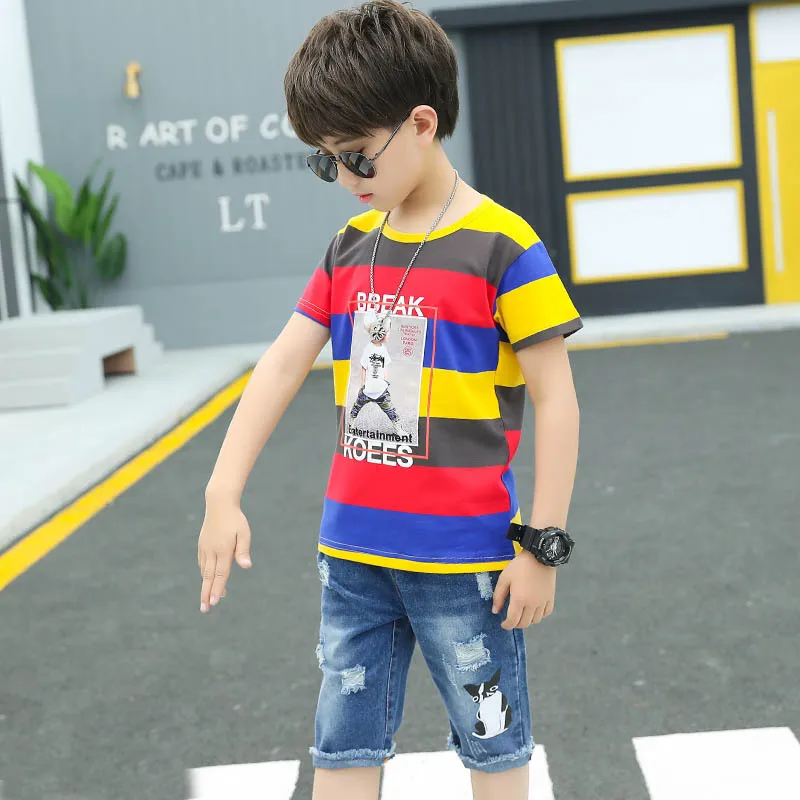 Boys Sets Summer Sport Suits Big Alphabet Kids Track Black Gray Color 4-12 14 Ages Girls Clothes 10 12 Year |