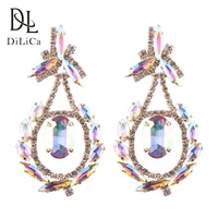 dilica fashion women geometric charms drop dangle earrings rhinestone crystal alloy statement earrings party earring jewelry