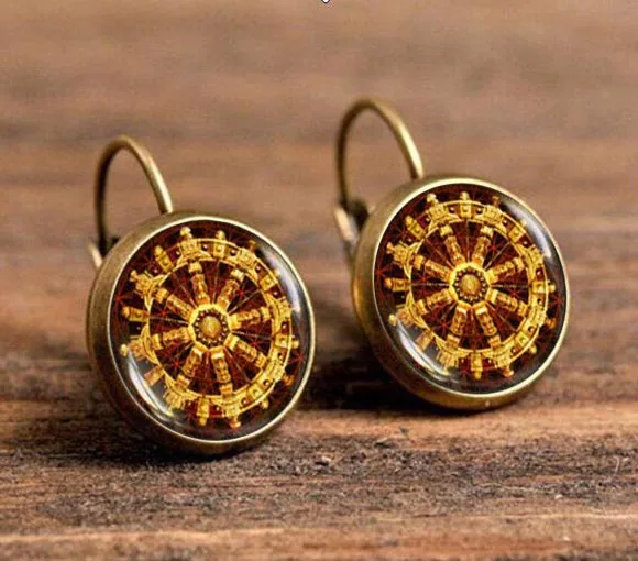 Очаровательные Подвески Gaxybb хрустальные серьги Бронзовый Буддизм Om символ