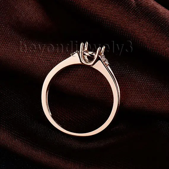 New Design Oval 5x7mm 18Kt Rose Gold Diamond Ring Wedding Settings WU262 | Rings