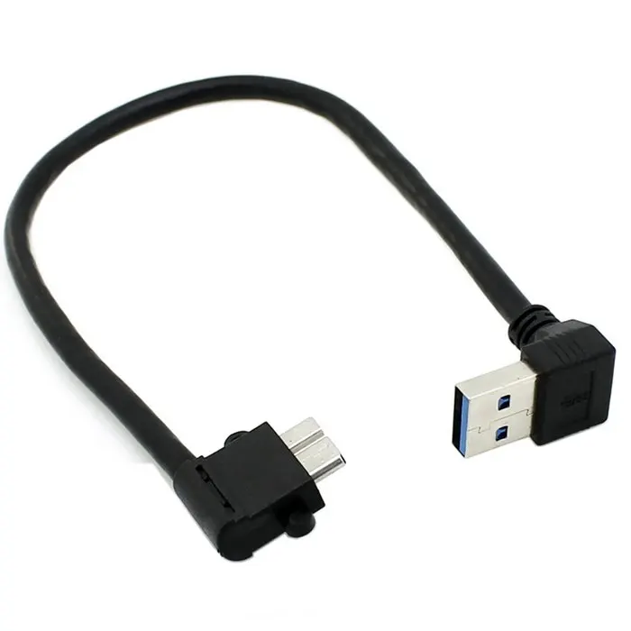 Black Up Angled 90 Degree USB 3.0 to Micro 10Pin Right Angled Cable 20cm for Hard Disk SSD