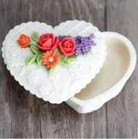 flower heart rose gift box silicone candle handmade soap birthday wedding cake decorative mold