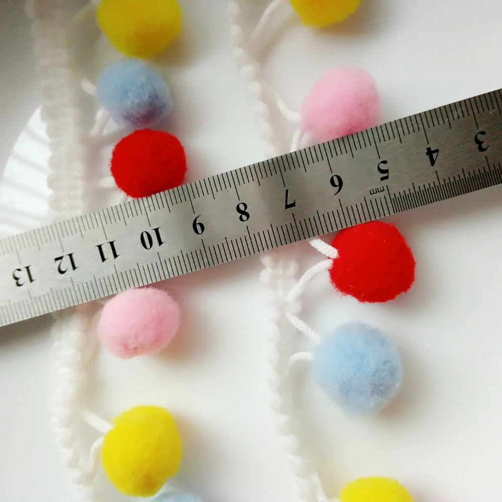New 5Yards/Lot Hot Sale 15mm Pom Trim Ball Fringe Ribbon Mixed Colors Pompom Lace For Curtain/Clothes Decoration DIY Craft | Дом и сад