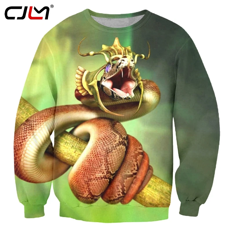

CJLM 2019 New Streetwear Sublimate Custom Long Sleeve Helmet Snake 3D Printing Sweatshirt Design Dropshipping