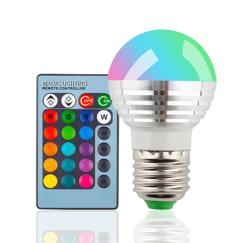 лампа с пультом 110 V 220 AC 85 265 E27 E14 RGB светодиодный 16 Цвет Magic ночник освещения