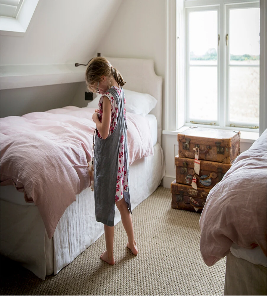 Двуспальное постельное белье пододеяльник розового цвета с эффектом потертости