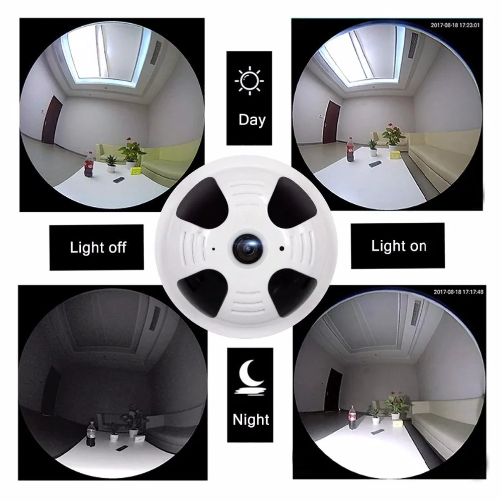 360 градусов панорамный Fisheye безопасности купольная Камера Wifi дома наблюдения IP Cctv