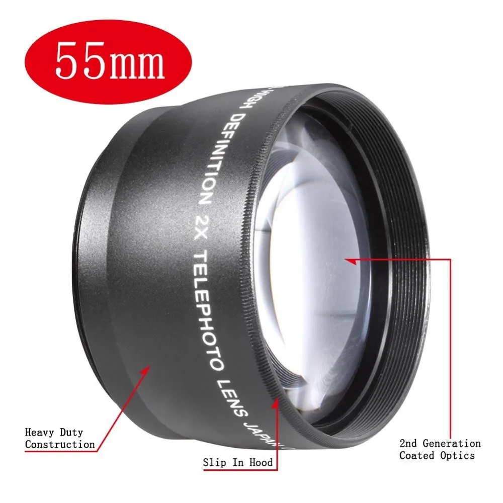 55 мм Профессиональный высокой четкости 2X телеобъектив для Canon Nikon Pentax Olympus Sony Samsung