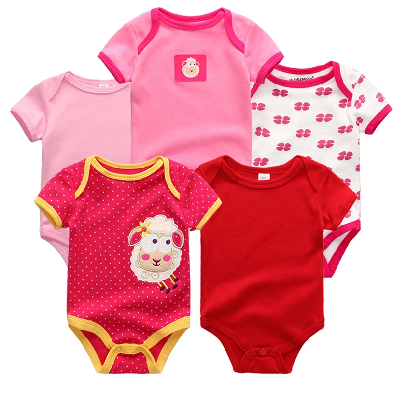 Одежда для малышей; Roupas; хлопковая одежда; боди; 5 шт.; розовый комбинезон в горошек с короткими рукавами; Одежда для новорожденных; боди для малышей