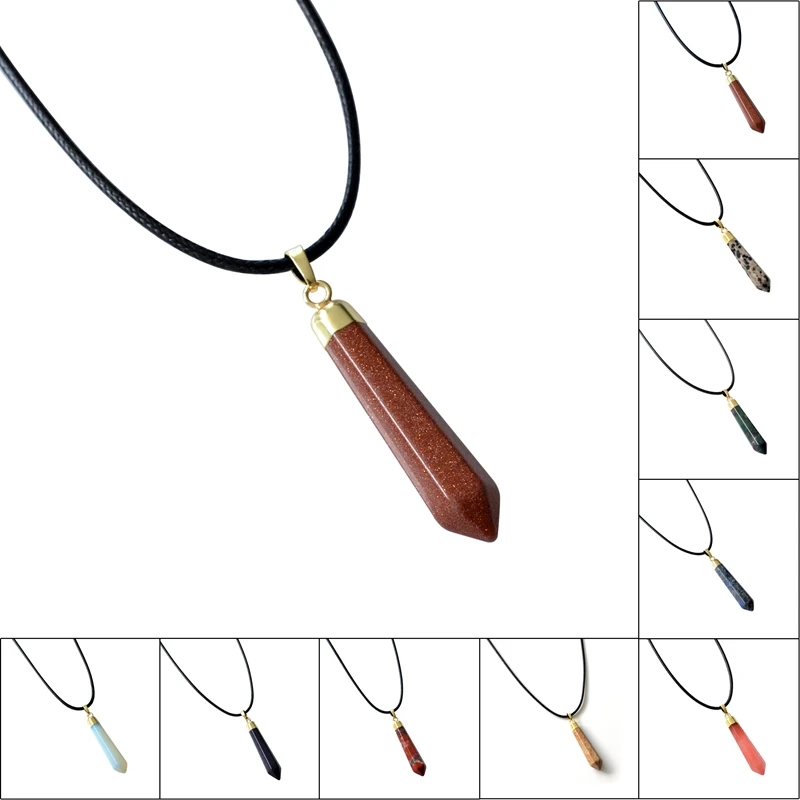 Подвески из натурального камня Золотая Кепка с кристаллом ожерелье подвеской