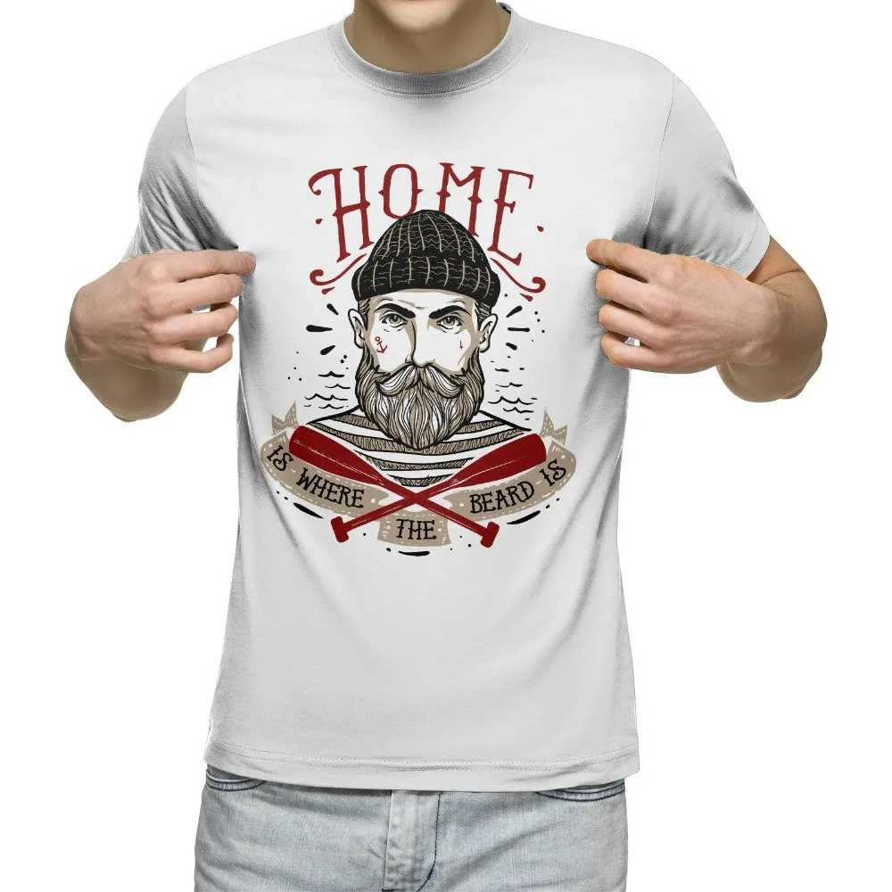

Home Is Where The Beard Is Funny Men'S Hipster T Shirt White Barber Biker T-Shirt Brand Cotton Men Basic Tops Fitness T-Shirt
