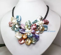 wholesale free ppbeauty multi color mother of pearl shell flower handmade necklace 18 jewelry