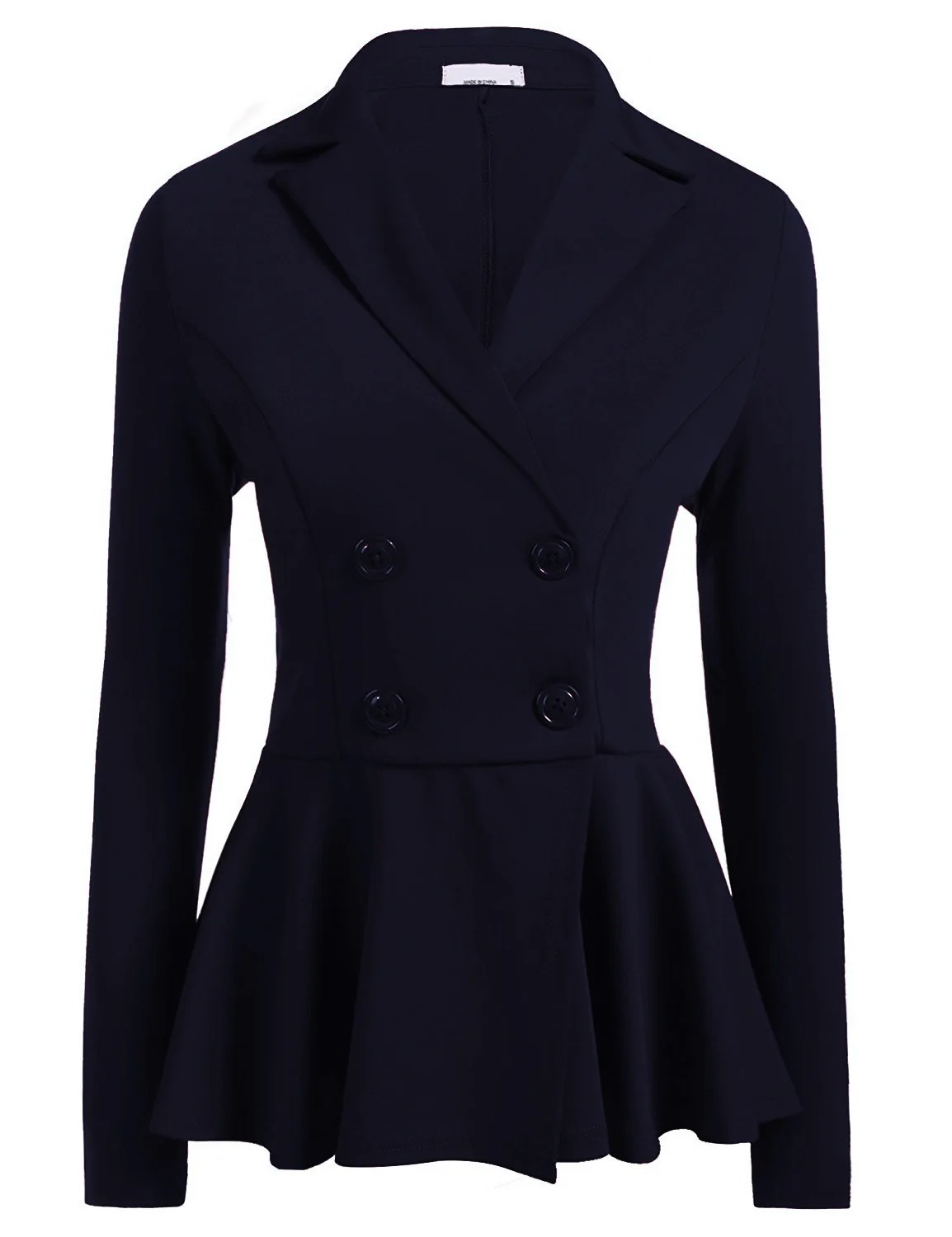 Dark Blue Мода Осень Женщины Пиджаки Куртки Работа Офис Леди Костюм Тонкий Белый Черный Двубортный Рюшами Женский Пиджак Пальто - Цвет: Dark Blue
