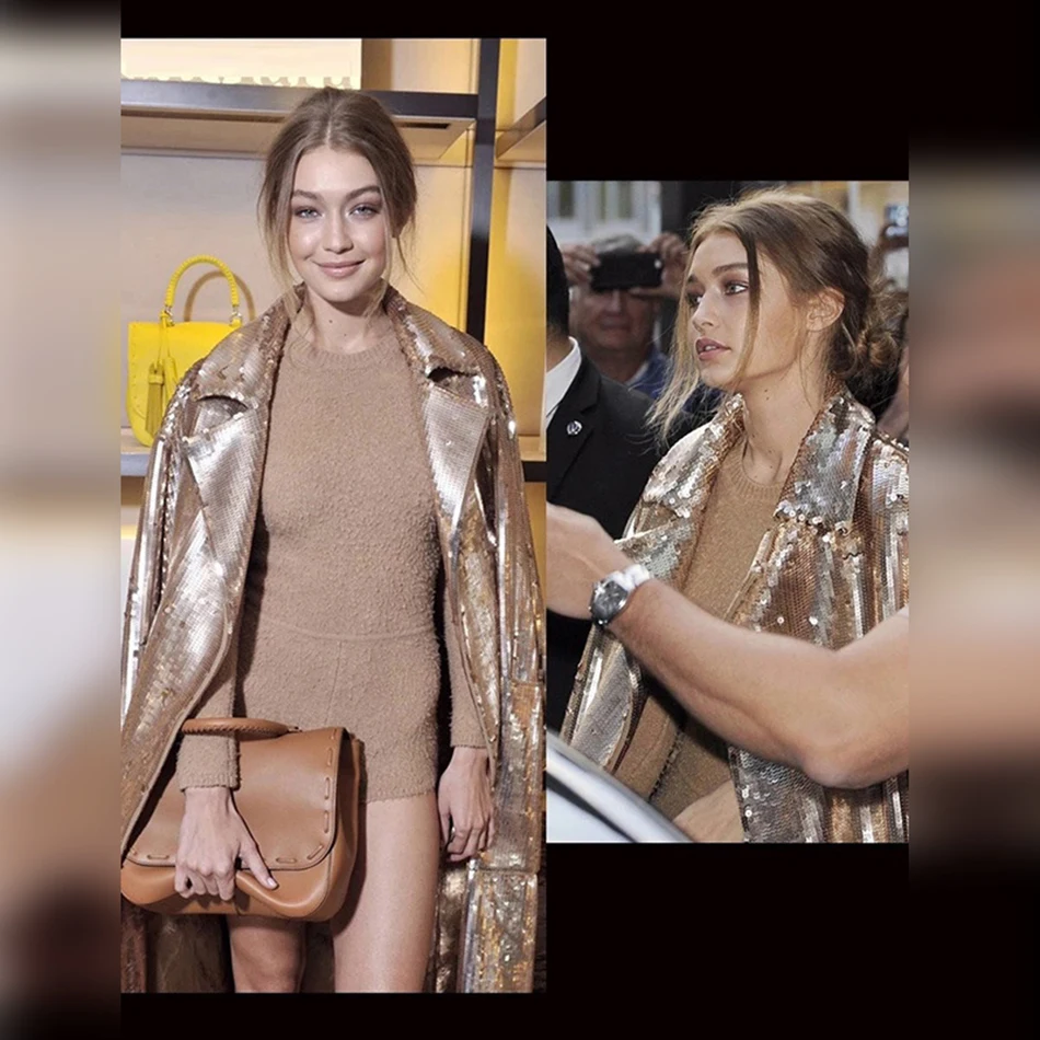 Тренч Женский с отложным воротником расшитый блестками 2019|coat fashion|fashion coatcollar coat |