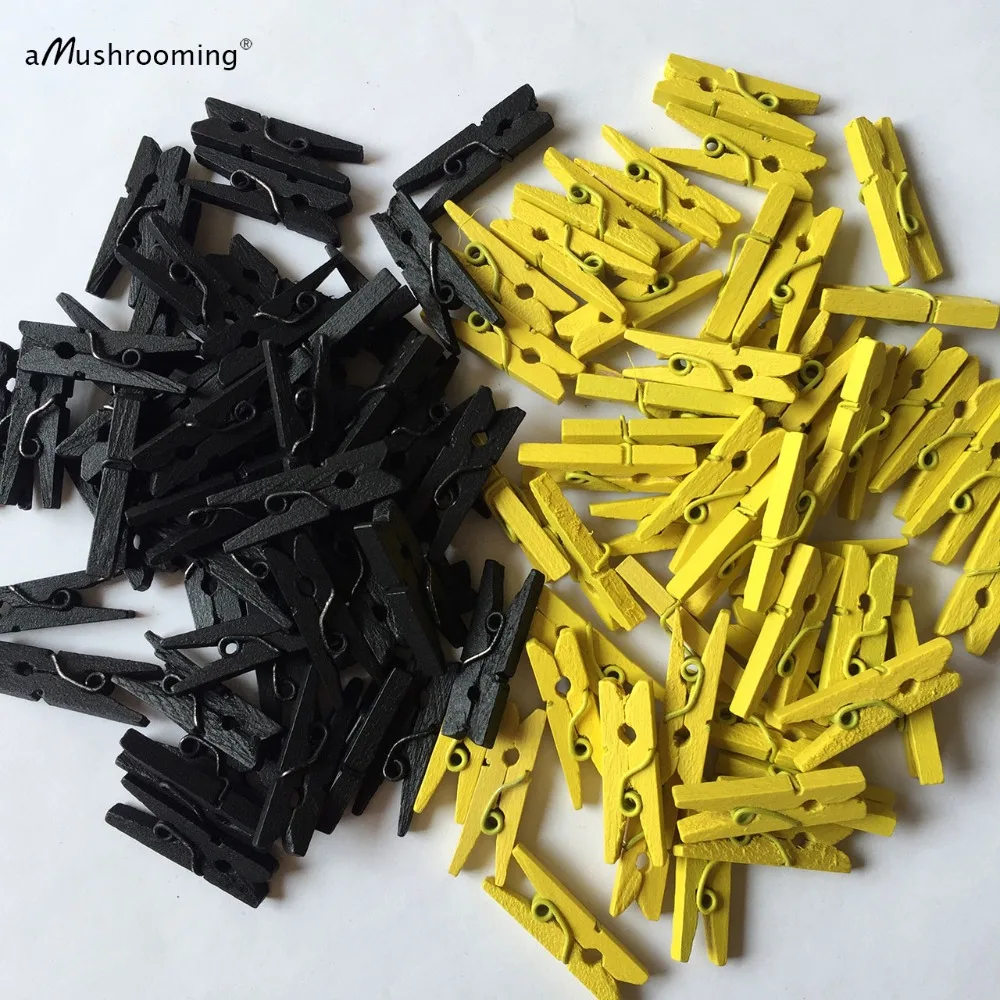 X50 Bumble Bee вечерние мини деревянные прищепки черный желтый ремесло колышки Свадебный детский душ карты фото плакат вырезка