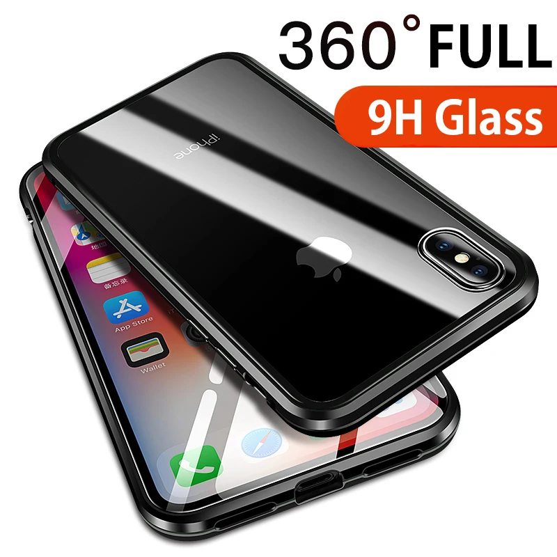 Двухстороннее стекло полный корпус Магнитная Адсорбция для iPhone XS Max XR X Slim Fit
