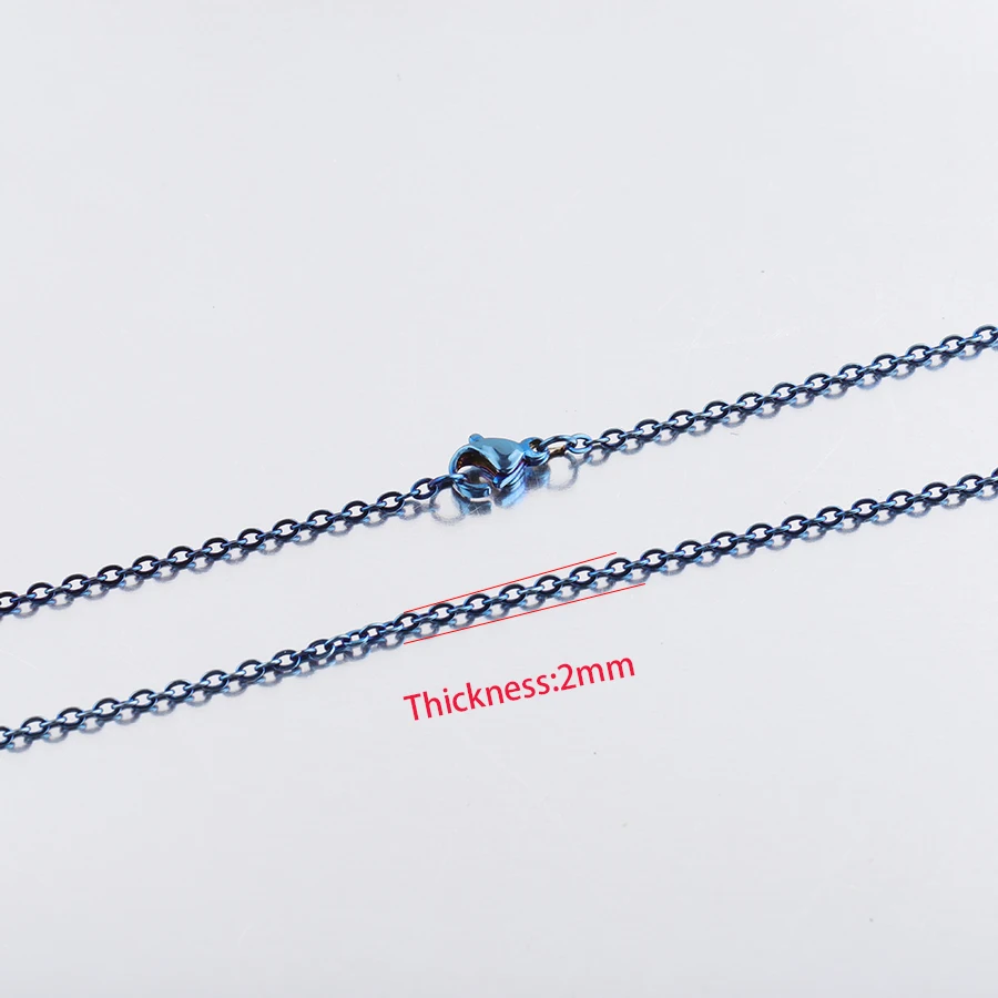 Fnixtar синий цвет ожерелье из нержавеющей стали цепь 2 мм толщина цепи DIY Кабельные
