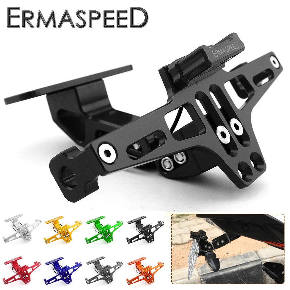 Черный держатель номерного знака для мотоцикла с LED-освещением из алюминия CNC для аксессуаров Moto Dirt Bike Motorbike.