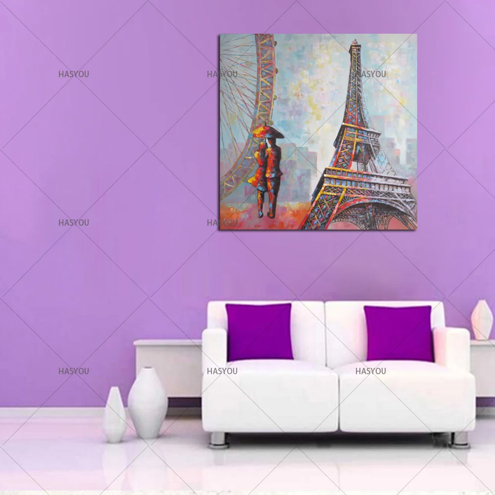 Большой город здание ручной картина маслом Ручная роспись рисунок раскраска