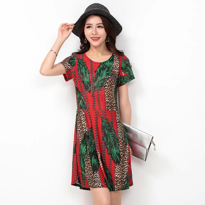 Ретро Печать Женщины Dress Цветочные Коротким Рукавом Повседневная Лето Карандаш