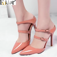 eokkar 2019 women pumps pointed toe thin high heel patent leather platform thin high hrrl party ladies wedding pumps size 34 43