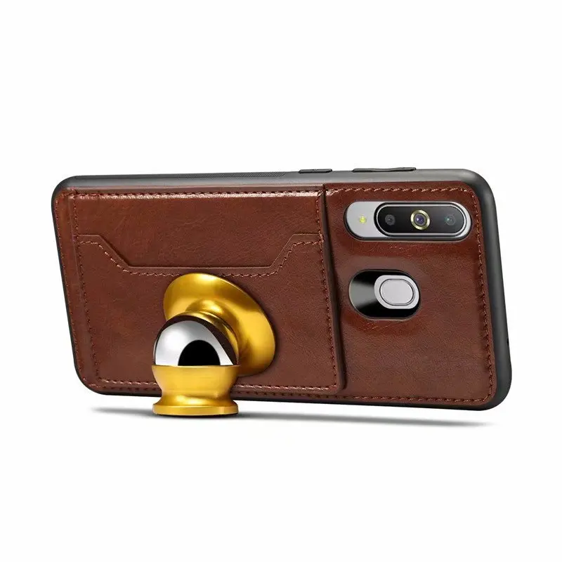 JIATEXIN TPU Bumper Case For Samsung Galaxy A8s PU Leather Cover Shell A9 Pro (2019) Magnetic Holder With Card Pocket Capa |