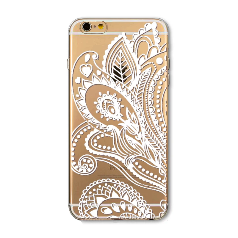 Soft Phone Case Cover For iPhone 6 6s 6plus 7 7s 7plus X Silicon Clear Vintage Datura Paisley Flower Mandala Henna Dreamcatcher |