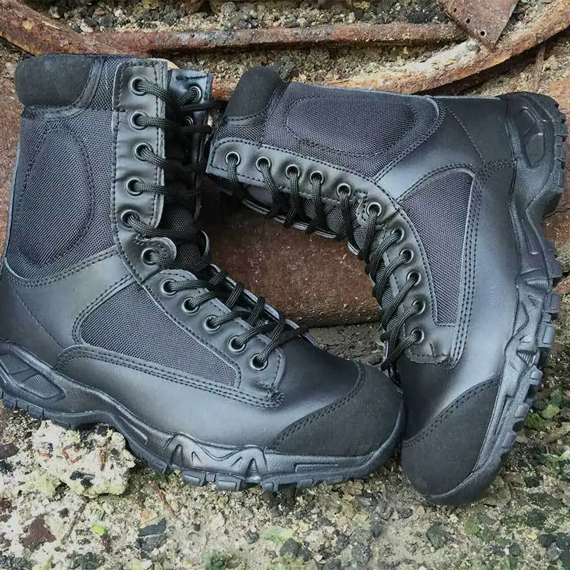 

Winter military Tactical Boots for men Genuine Leather Lace Up Black Army Combat Ankle military boots Desert Safety Unisex Shoes