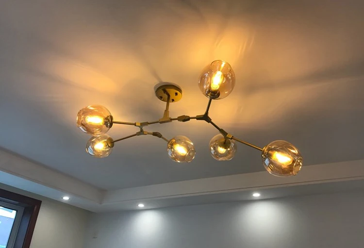 Современная молекула Подвесная лампа люстра блеск led hanglamp черный Лофт промышленный Декор стекло пузырь люстра лампа светильники