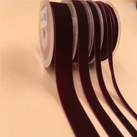v035 burgundy nylon single face velvet ribbon 6mm9mm15mm25mm