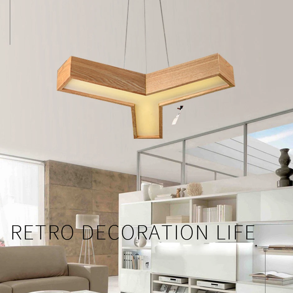 Лампа для столовой в японском стиле подвесной светильник из ветрового дерева