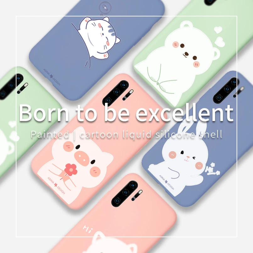 Оригинальный милый мультяшный жидкий силиконовый чехол для huawei P20 P30 Lite Pro Cats Honor