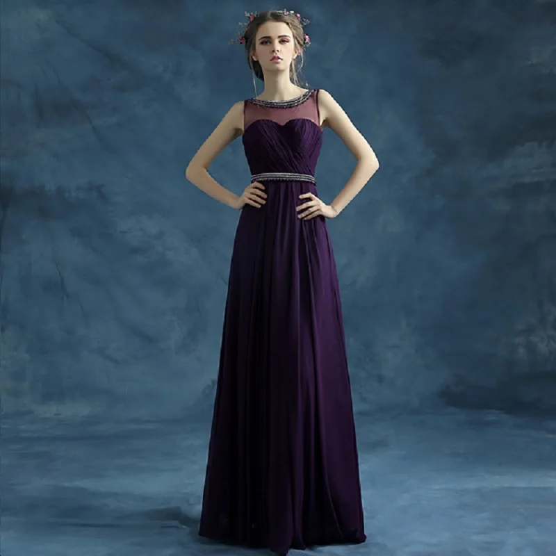 

2019 new arrival stock plus size pregnent women bridal gown purple evening dresses sexy long a line pearl sashes party dress 264