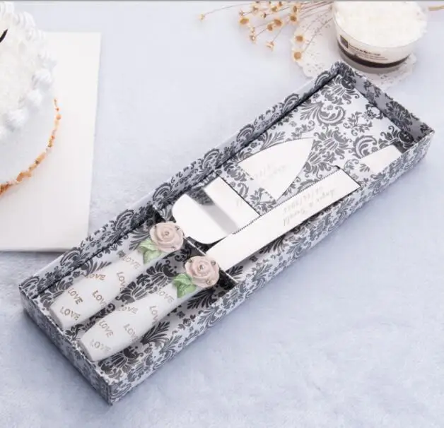 Бесплатная доставка индивидуальный Свадебный нож для торта Сервировочный набор